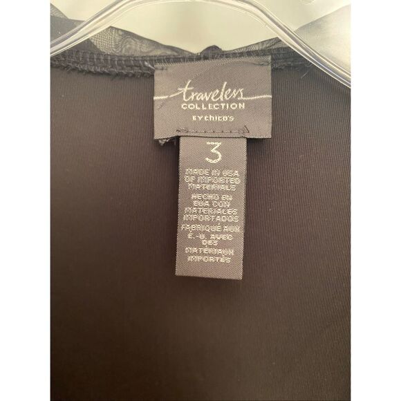 Travelers by Chico’s Black Velvet Open Front Ruffle Cardigan Sz XL - Picture 2 of 4